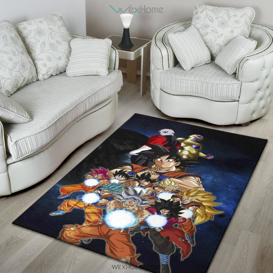 Dragon Ball Anime DB Goku All Forms Vs Golden Frieza And Jiren Area Rug Home Decor