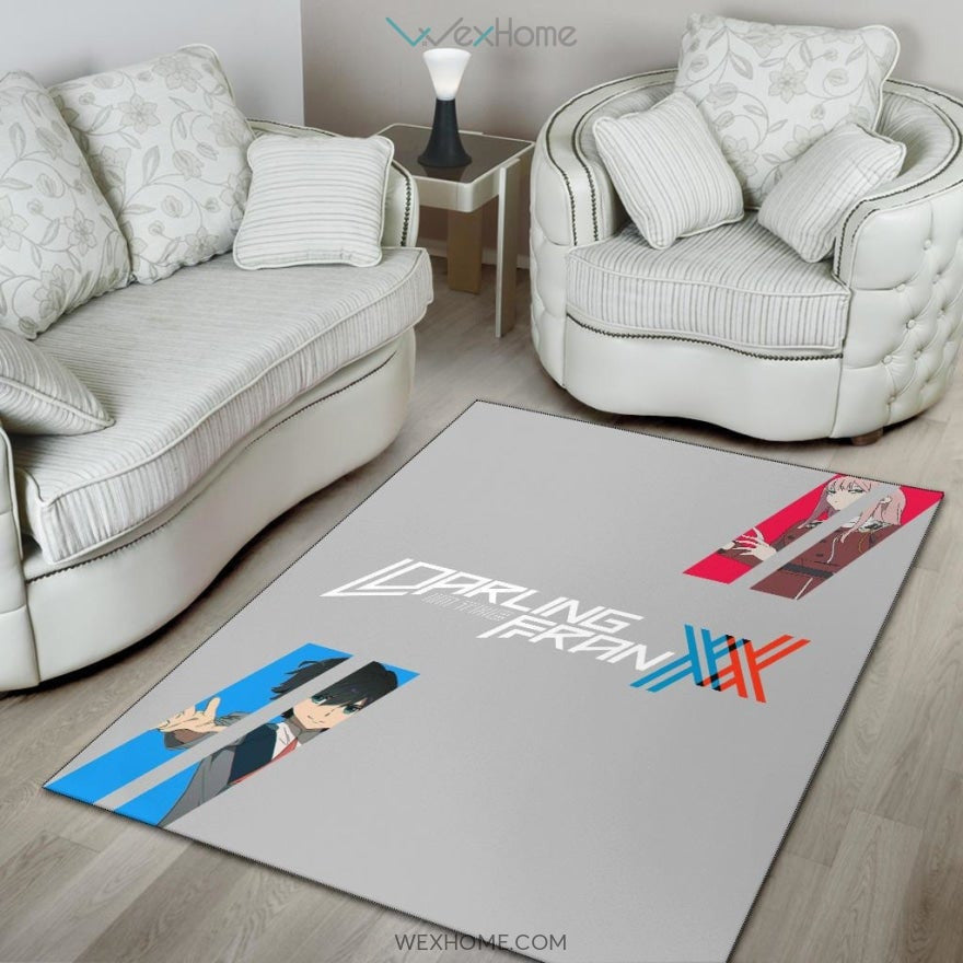 Darling In The Franxx Anime Red Zero Two With Blue Hiro Portraits Area Rug Home Decor