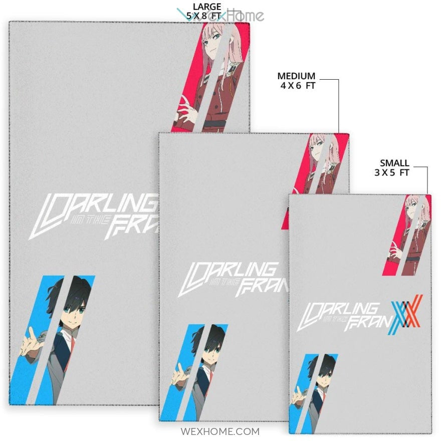 Darling In The Franxx Anime Red Zero Two With Blue Hiro Portraits Area Rug Home Decor