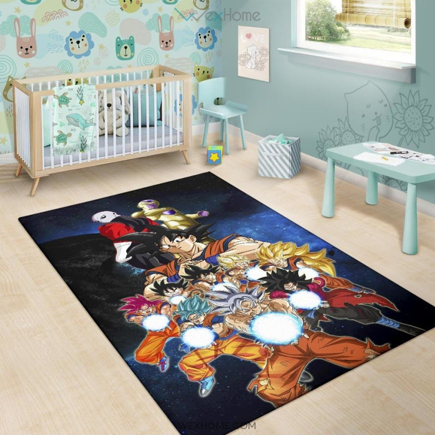 Dragon Ball Anime DB Goku All Forms Vs Golden Frieza And Jiren Area Rug Home Decor