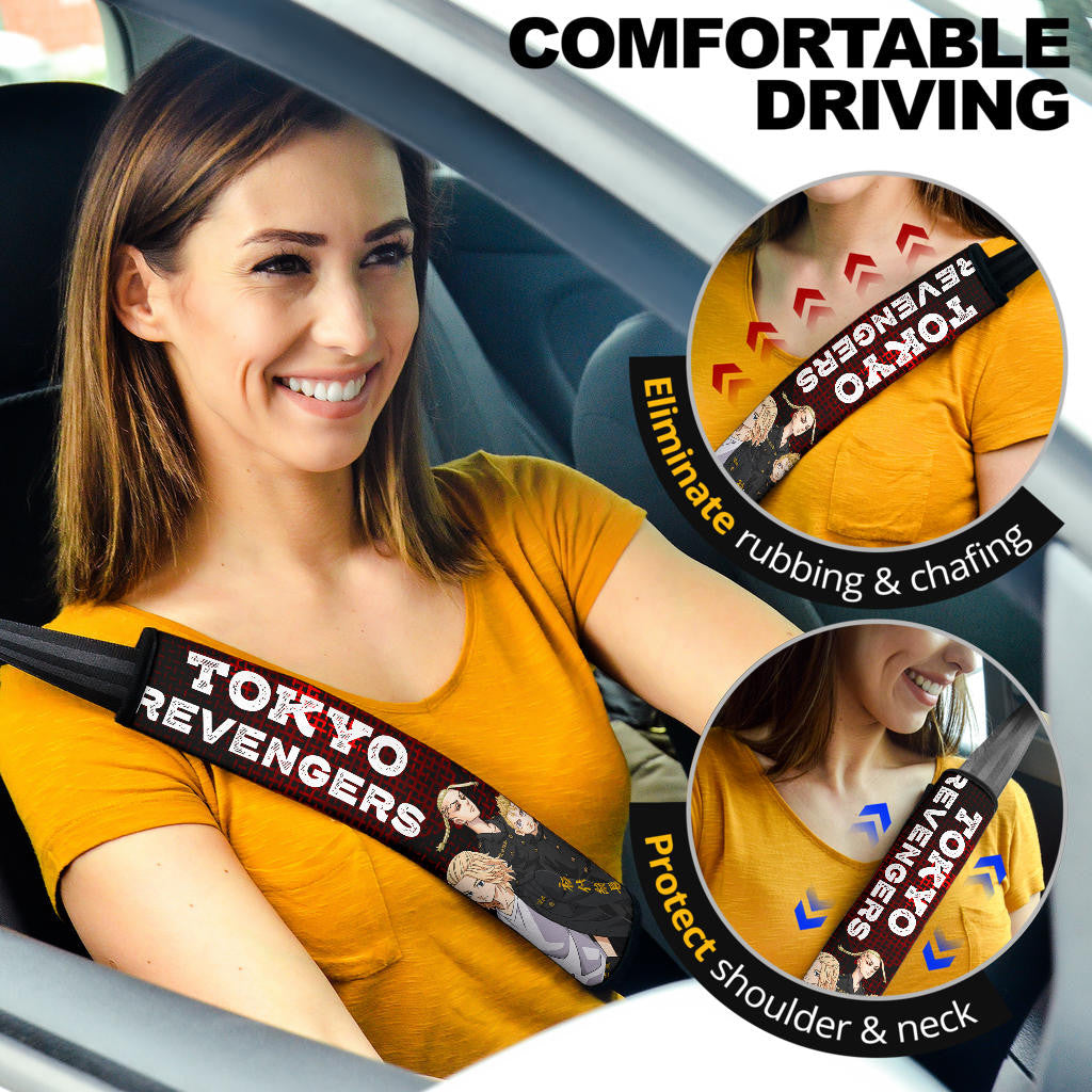 Tokyo Revengers Anime Mikey Brothers Uniform Red Steel Seat Belt Covers