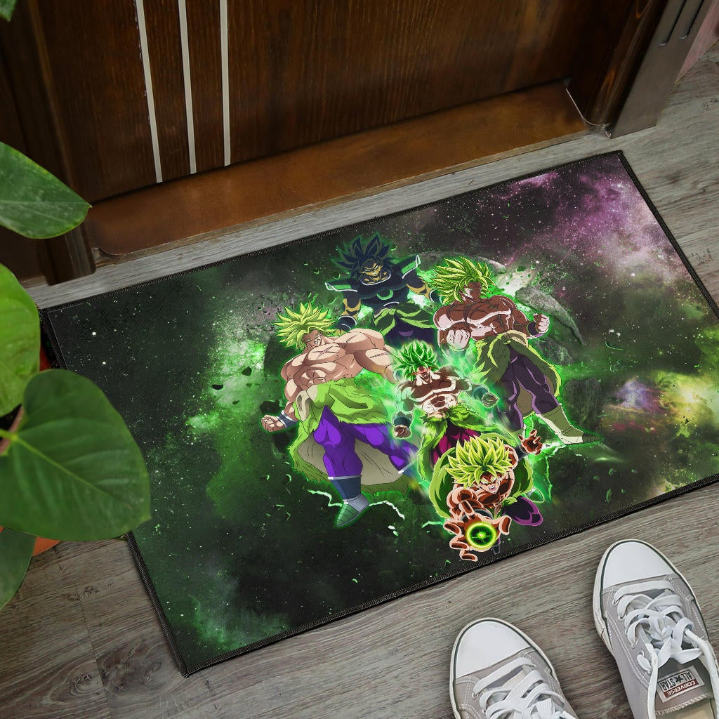 Dragon Ball Anime DB Super Saiyan Broly Moments Green Vapor Galaxy Door Mat Home Decor