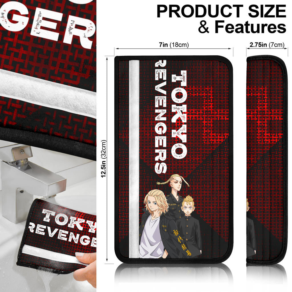 Tokyo Revengers Anime Mikey Brothers Uniform Red Steel Seat Belt Covers