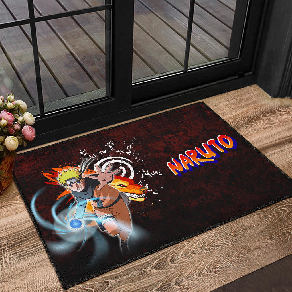 Naruto Anime Naruto Sharingan With Kurama Eight Trigrams Seal Door Mat Home Decor