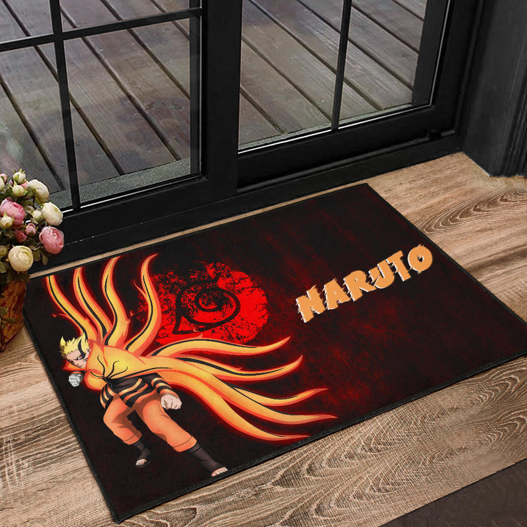 Naruto Anime Naruto Nine Tails Red And Black Door Mat Home Decor
