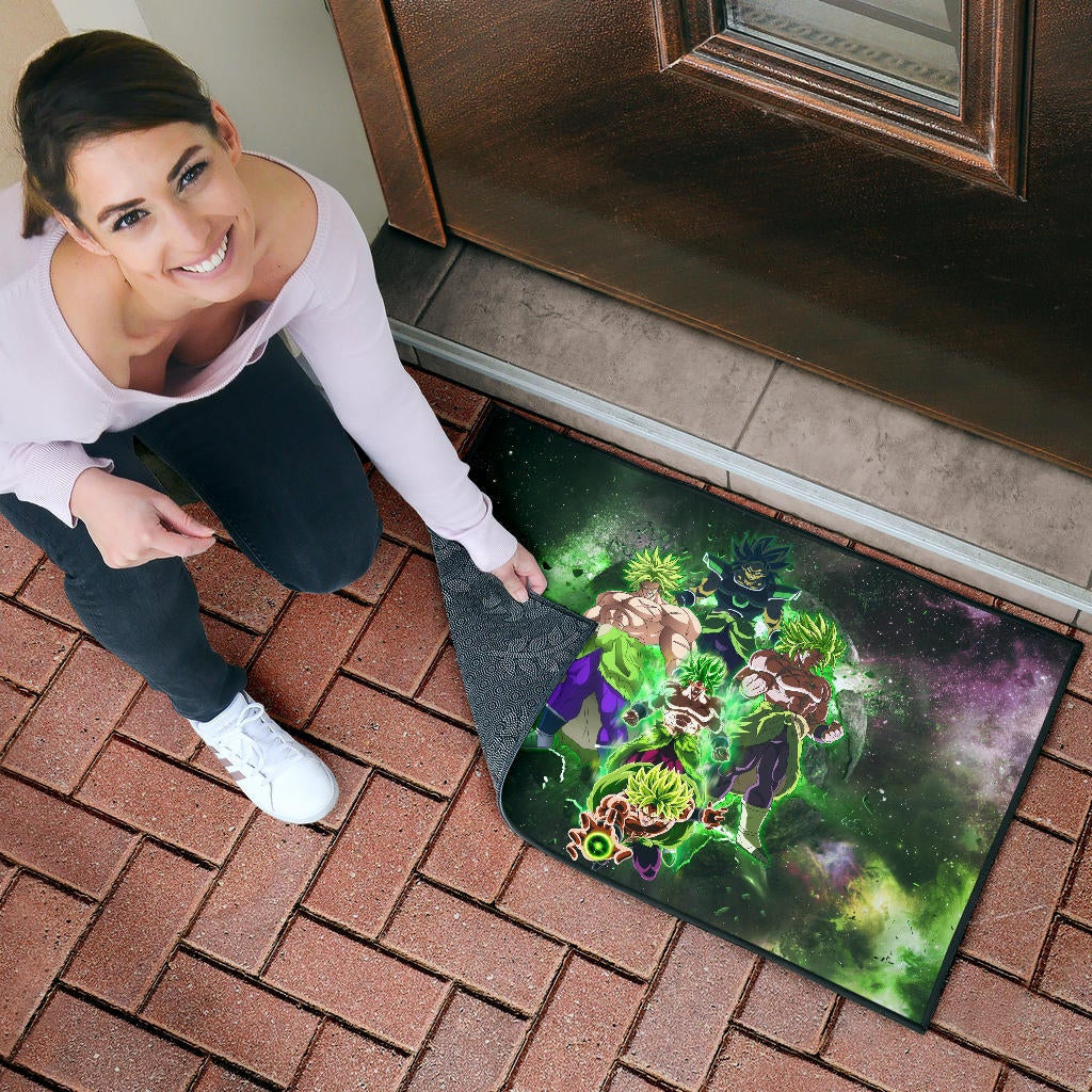 Dragon Ball Anime DB Super Saiyan Broly Moments Green Vapor Galaxy Door Mat Home Decor