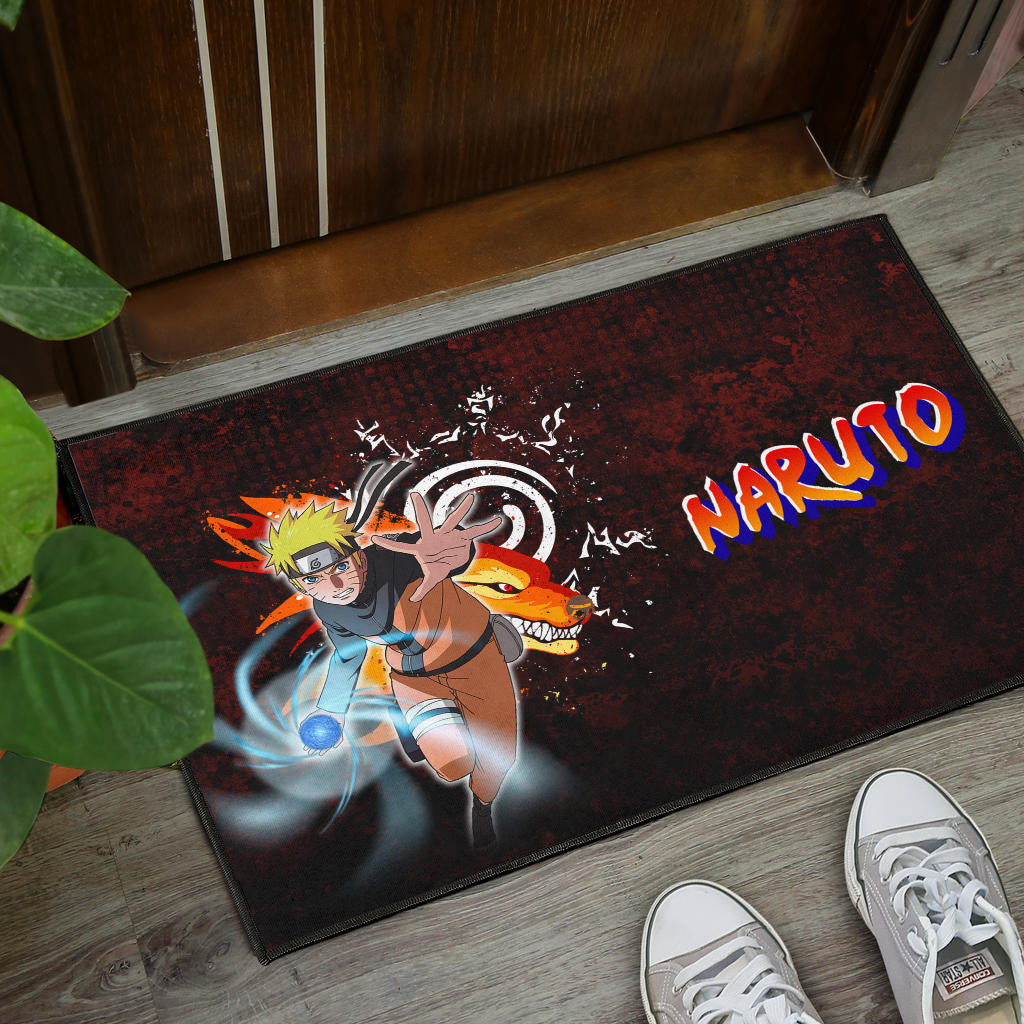 Naruto Anime Naruto Sharingan With Kurama Eight Trigrams Seal Door Mat Home Decor