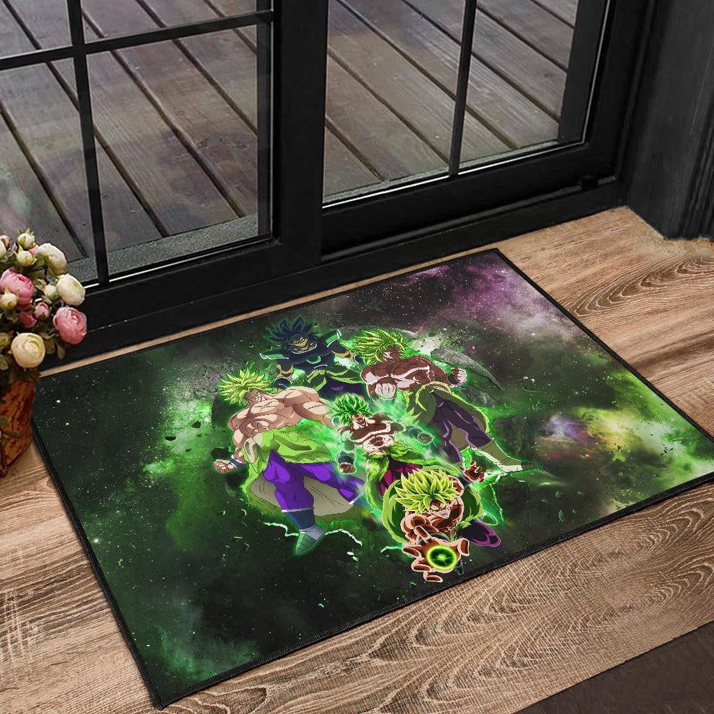 Dragon Ball Anime DB Super Saiyan Broly Moments Green Vapor Galaxy Door Mat Home Decor