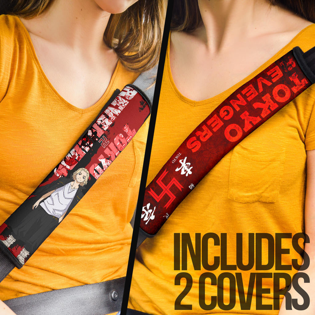 Tokyo Revengers Manga Anime Rindou Haitani Standing On Text Seat Belt Covers