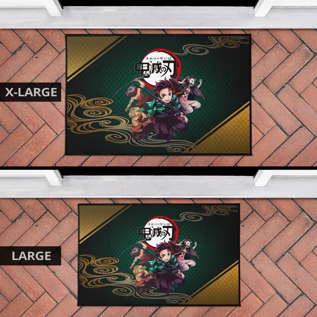Demon Slayer Anime Main Characters Tanjiro Nezuko Zenitsu And Inosuke Fighting Door Mat Home Decor