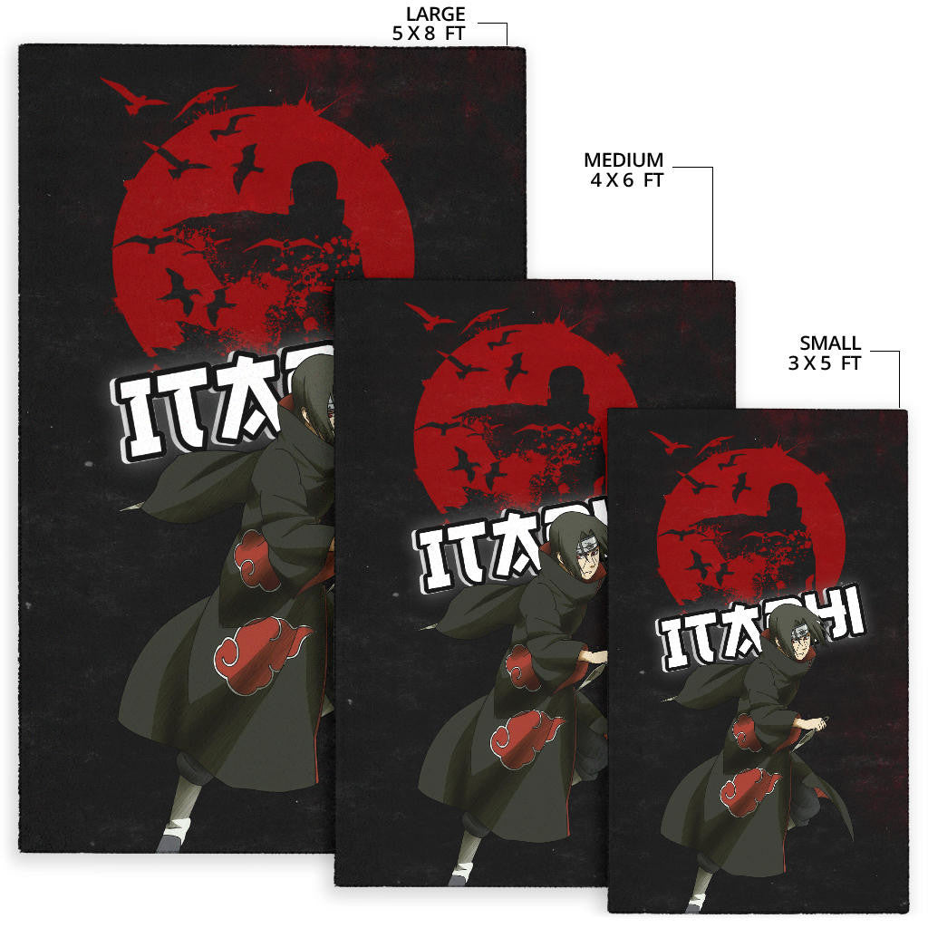 Naruto Anime Itachi Uchiha Crow Fading Silhouette Area Rug Home Decor