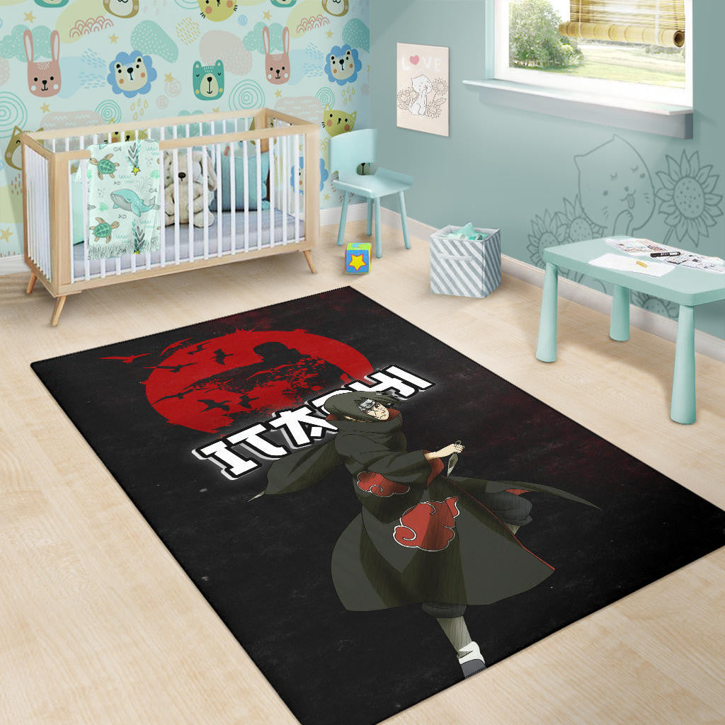 Naruto Anime Itachi Uchiha Crow Fading Silhouette Area Rug Home Decor