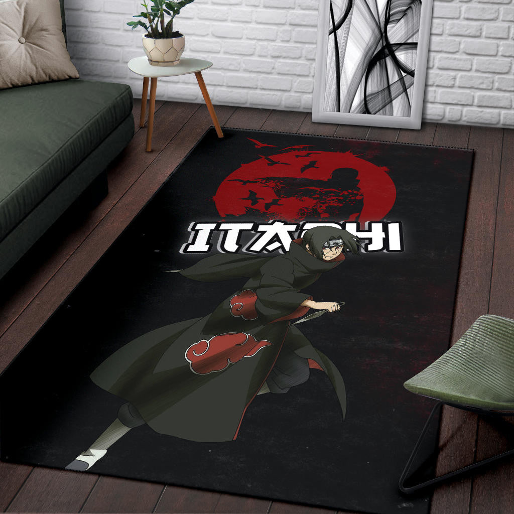 Naruto Anime Itachi Uchiha Crow Fading Silhouette Area Rug Home Decor