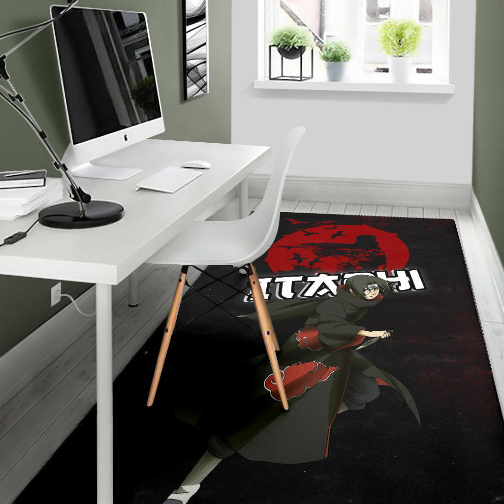 Naruto Anime Itachi Uchiha Crow Fading Silhouette Area Rug Home Decor
