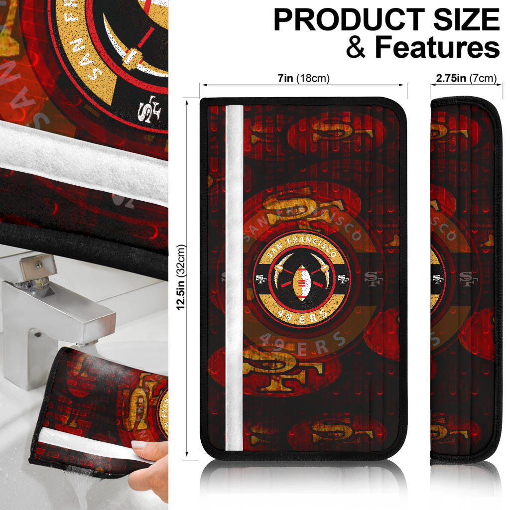 San Francisco American Football 49ers Football Minimal Rugby Ball With Cross Axes Seat Belt Covers