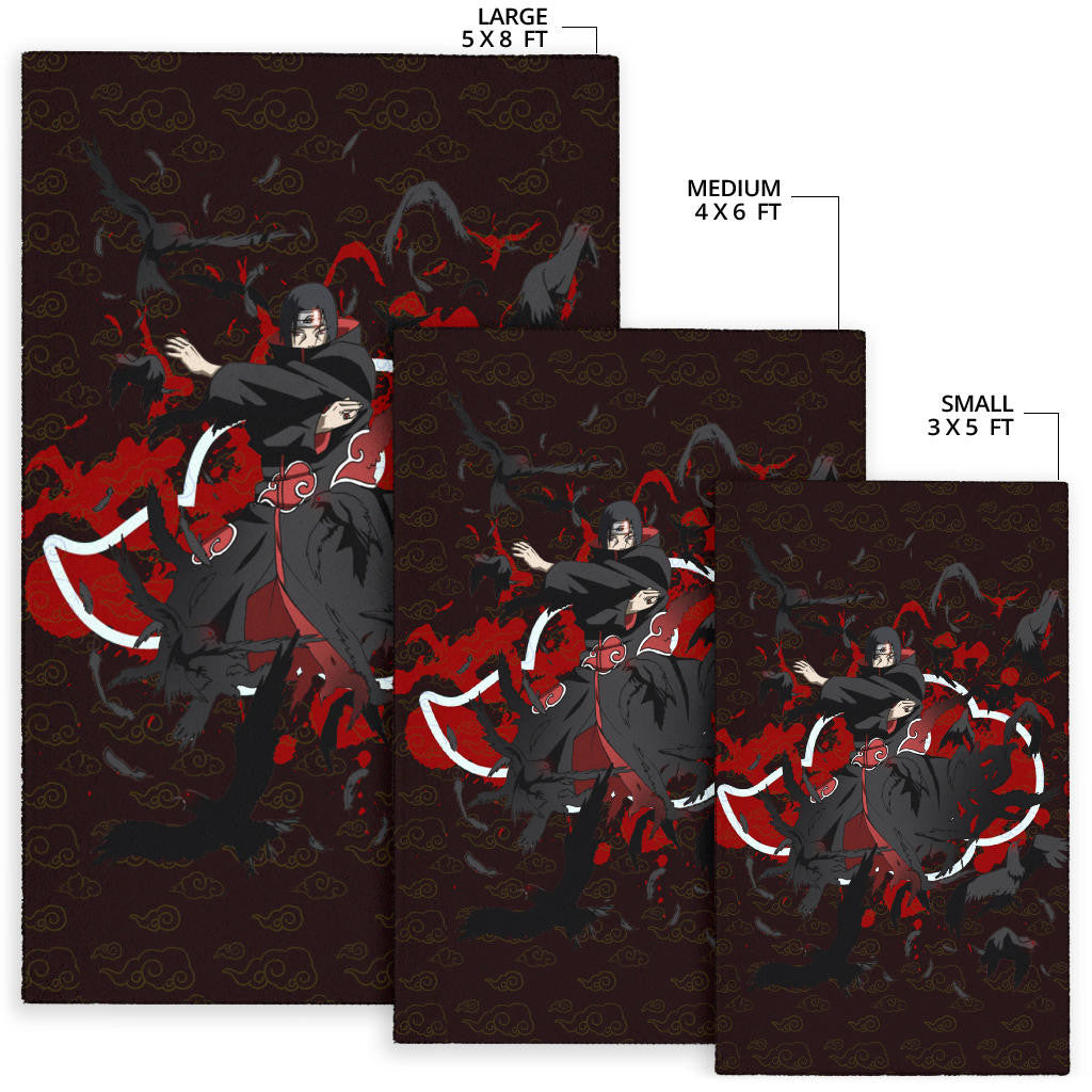 Naruto Anime Itachi Uchiha Power Crow Fading Area Rug Home Decor