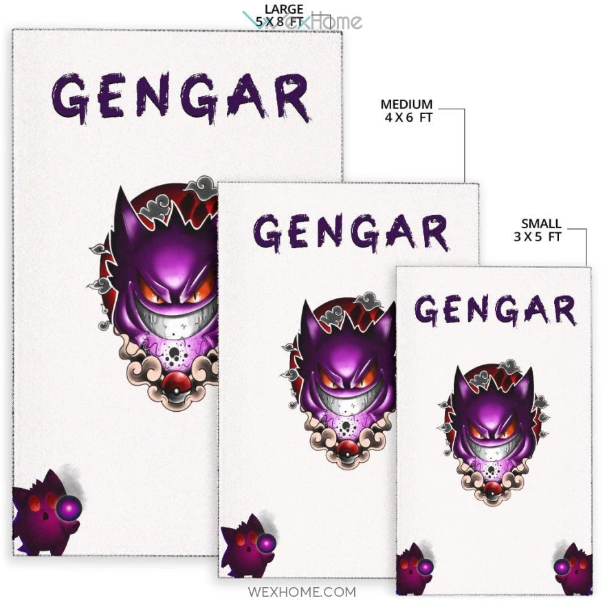 Pokemon Anime Evil Black Gengar Dark Power White Area Rug Home Decor