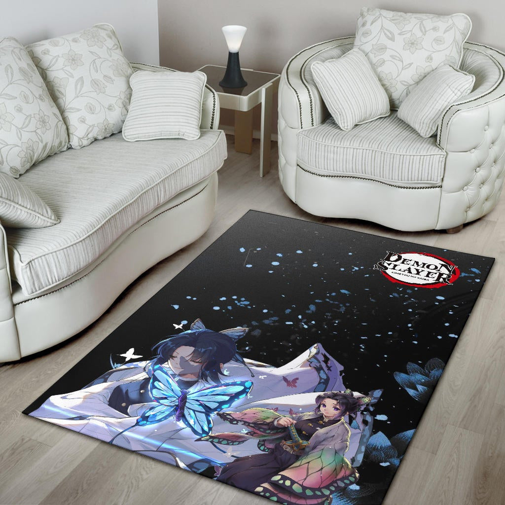 Demon Slayer Anime Pretty Shinobu With Butterflies Cherry Blossom Area Rug Home Decor