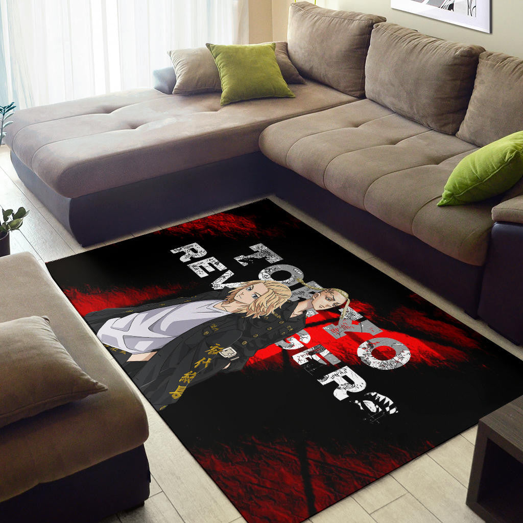 Tokyo Revengers Anime Mikey And Draken No Emotional Face Area Rug Home Decor