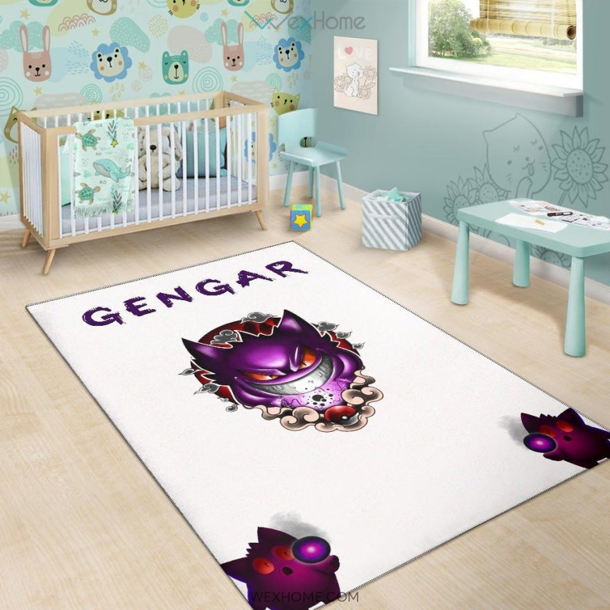 Pokemon Anime Evil Black Gengar Dark Power White Area Rug Home Decor