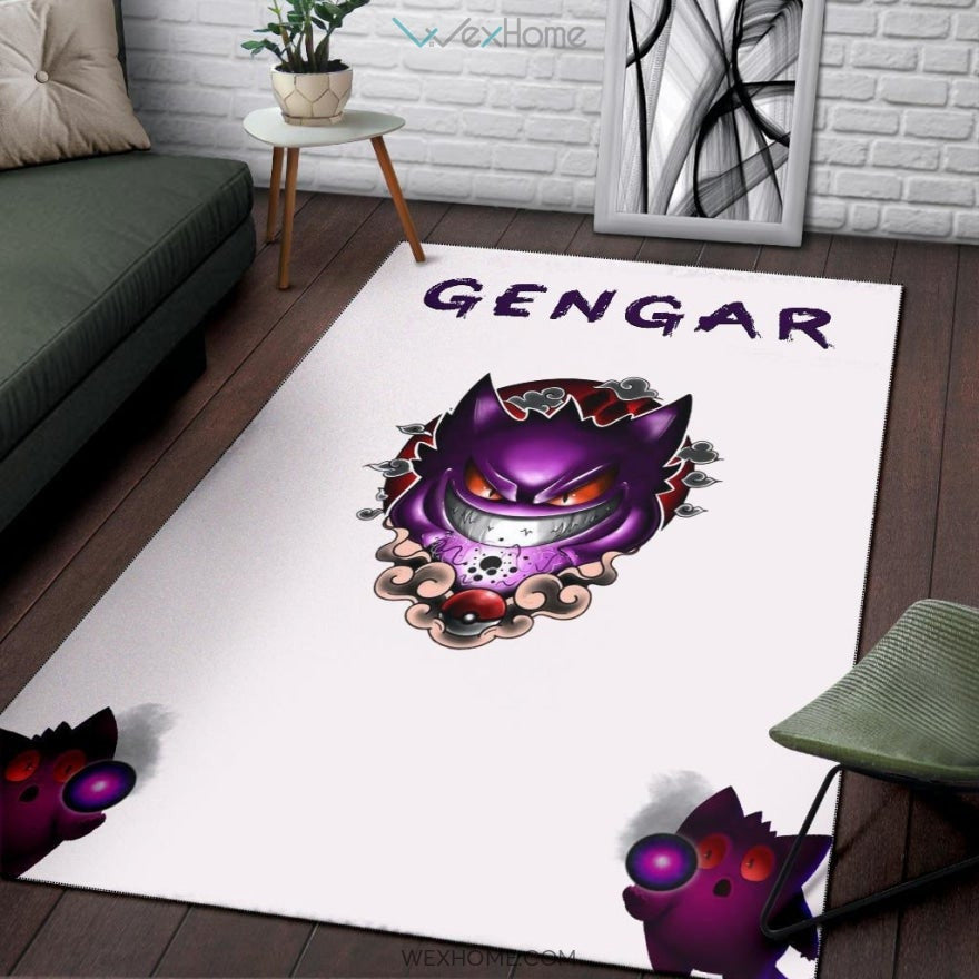 Pokemon Anime Evil Black Gengar Dark Power White Area Rug Home Decor