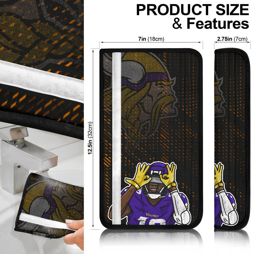 Minnesota Vikings American Football Team Funny Justin Jefferson 18 Pose Viking Head Underground Seat Belt Covers