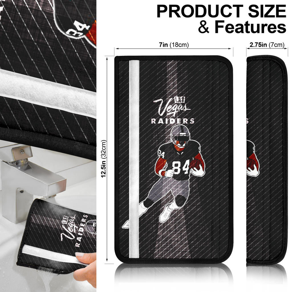 Las Vegas Raiders American Football Team Jerry Porter Touchdown Helmet Black White Seat Belt Covers