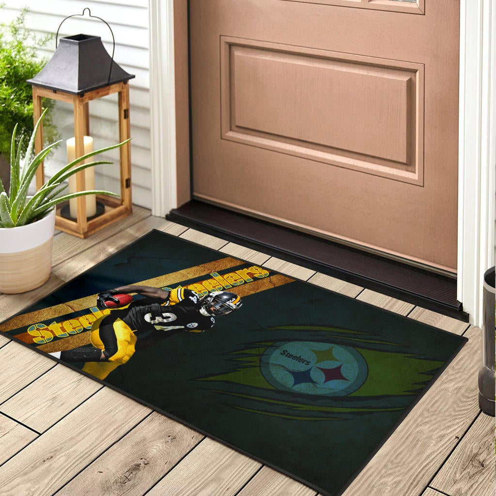 Pittsburgh Steelers American Football Terrell Edmunds 34 Hiding Rugby Ball Running Door Mat Home Decor