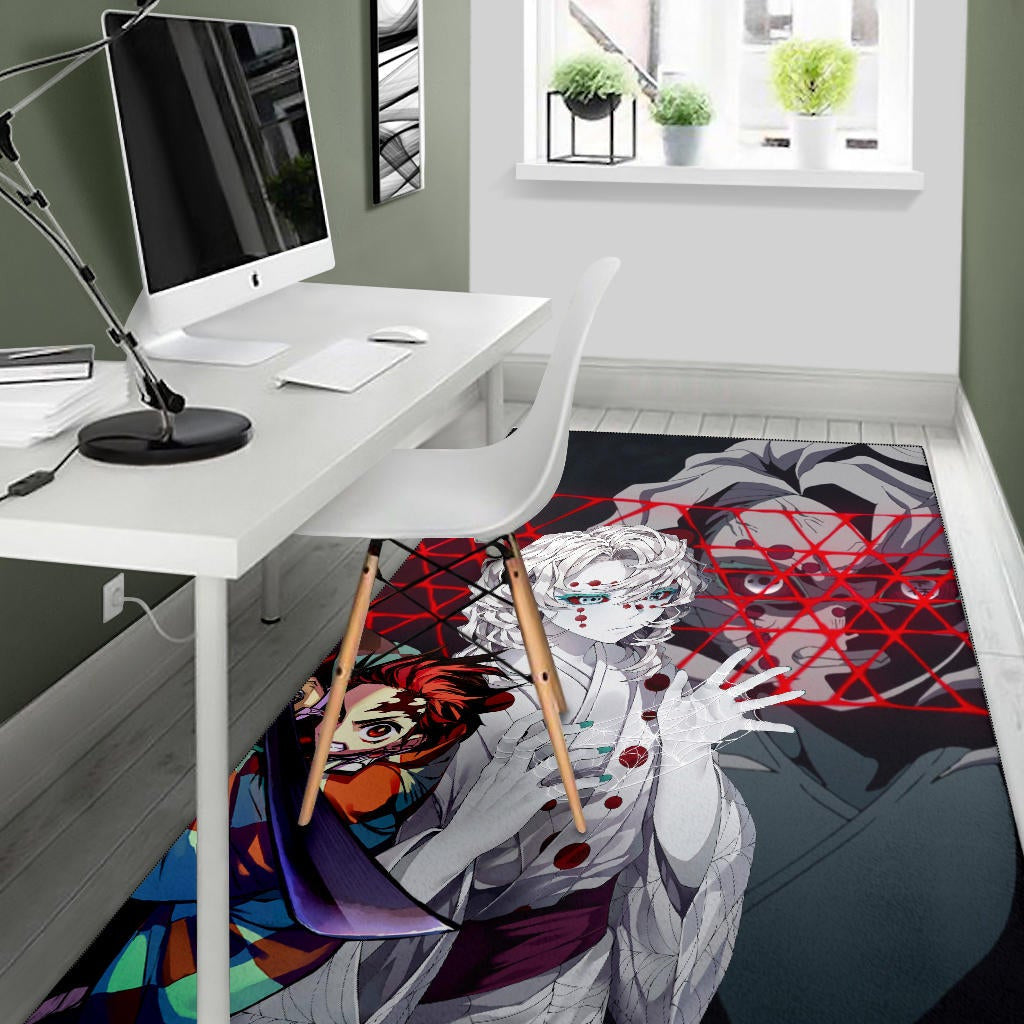 Demon Slayer Anime Rui Spider Demon Web Vs Tanjiro Area Rug Home Decor