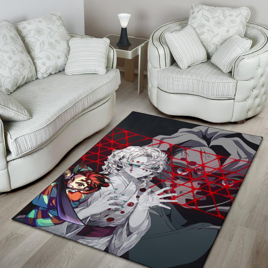 Demon Slayer Anime Rui Spider Demon Web Vs Tanjiro Area Rug Home Decor