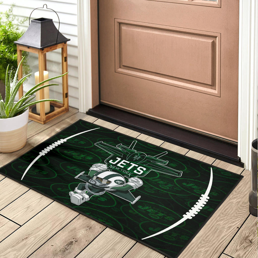 New York American Football Jets Football Rush Artwork Jumping Dark Green Door Mat Home Decor