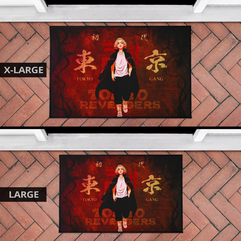 Tokyo Revengers Anime Cool Mikey Walking Red And Black Theme Door Mat Home Decor