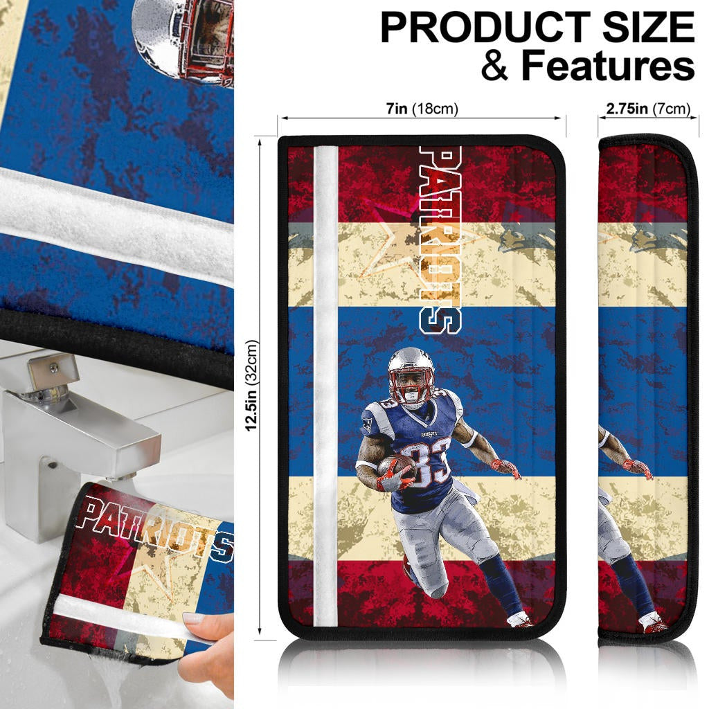 New England Patriots American Football Team Dwayne Allen Holding Rugby Ball And Running Seat Belt Covers