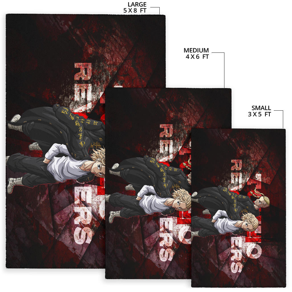 Tokyo Revengers Anime Mikey And Draken Together Red Theme Area Rug Home Decor