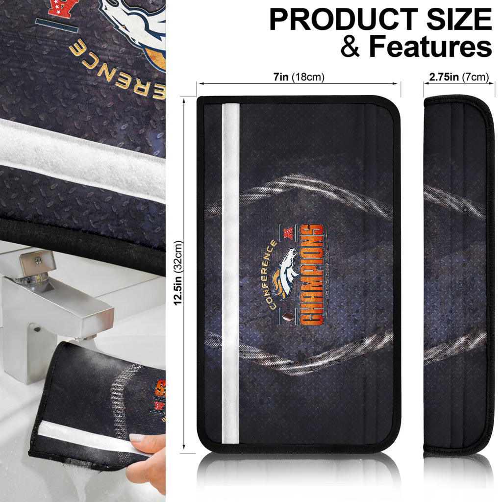 Denver American Football Broncos Football Broncos Champions On Steel Background Seat Belt Covers