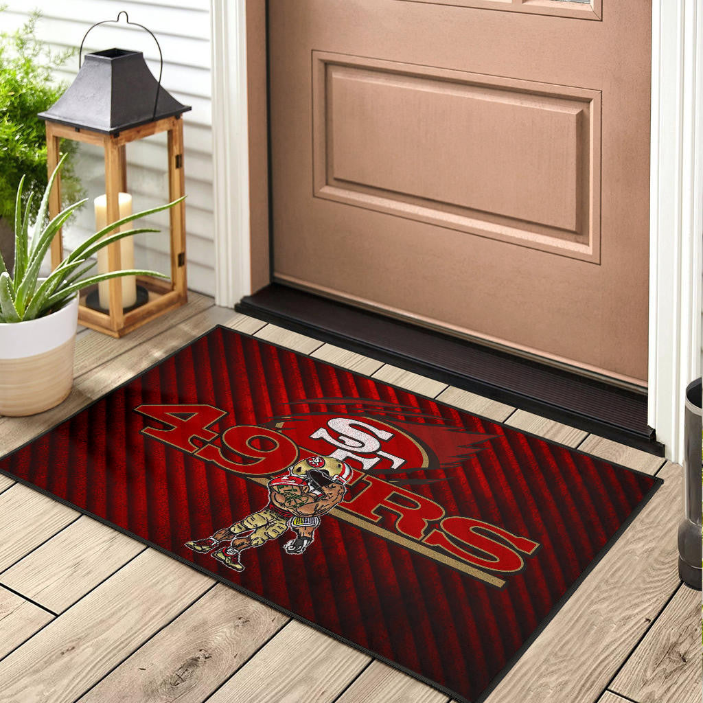 San Francisco American Football 49ers Football Door Mat Minimal Muscle Player Artwork Door Mat Home Decor