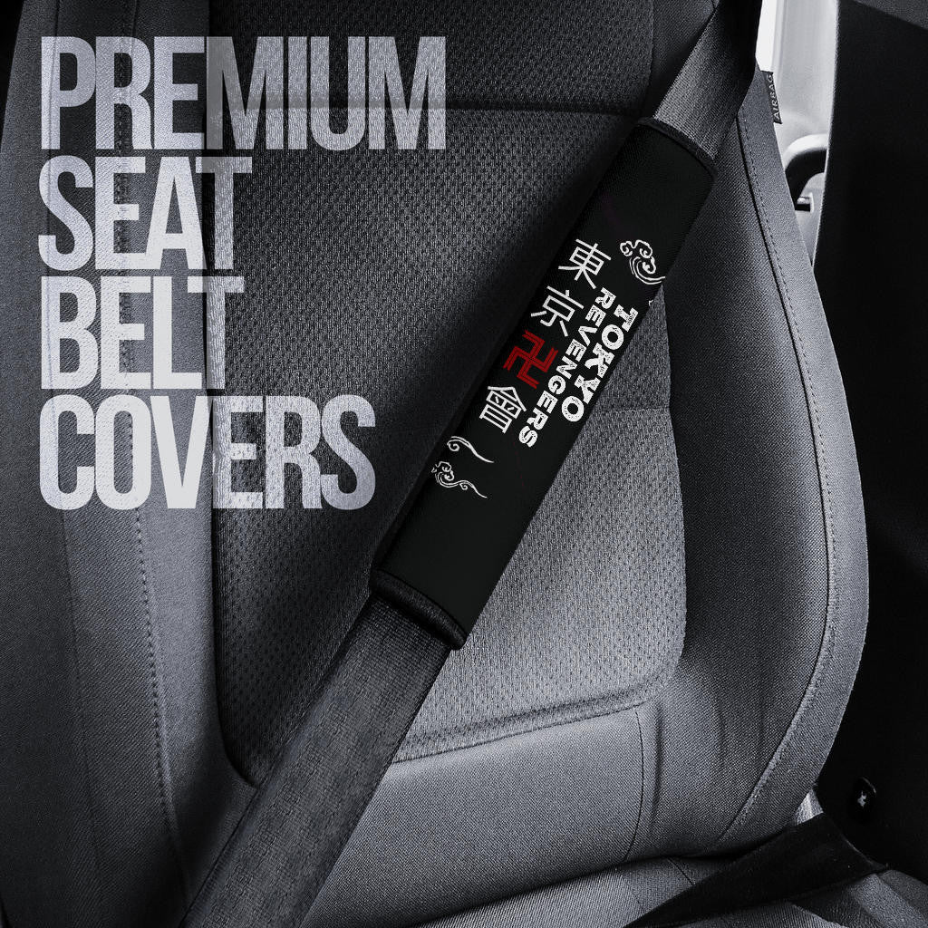 Tokyo Revengers Anime Mikey And Draken Together Black White Artwork Seat Belt Covers