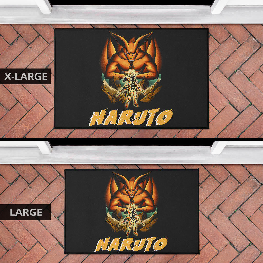 Naruto Anime Naruto Together With Kurama In Battle Door Mat Home Decor