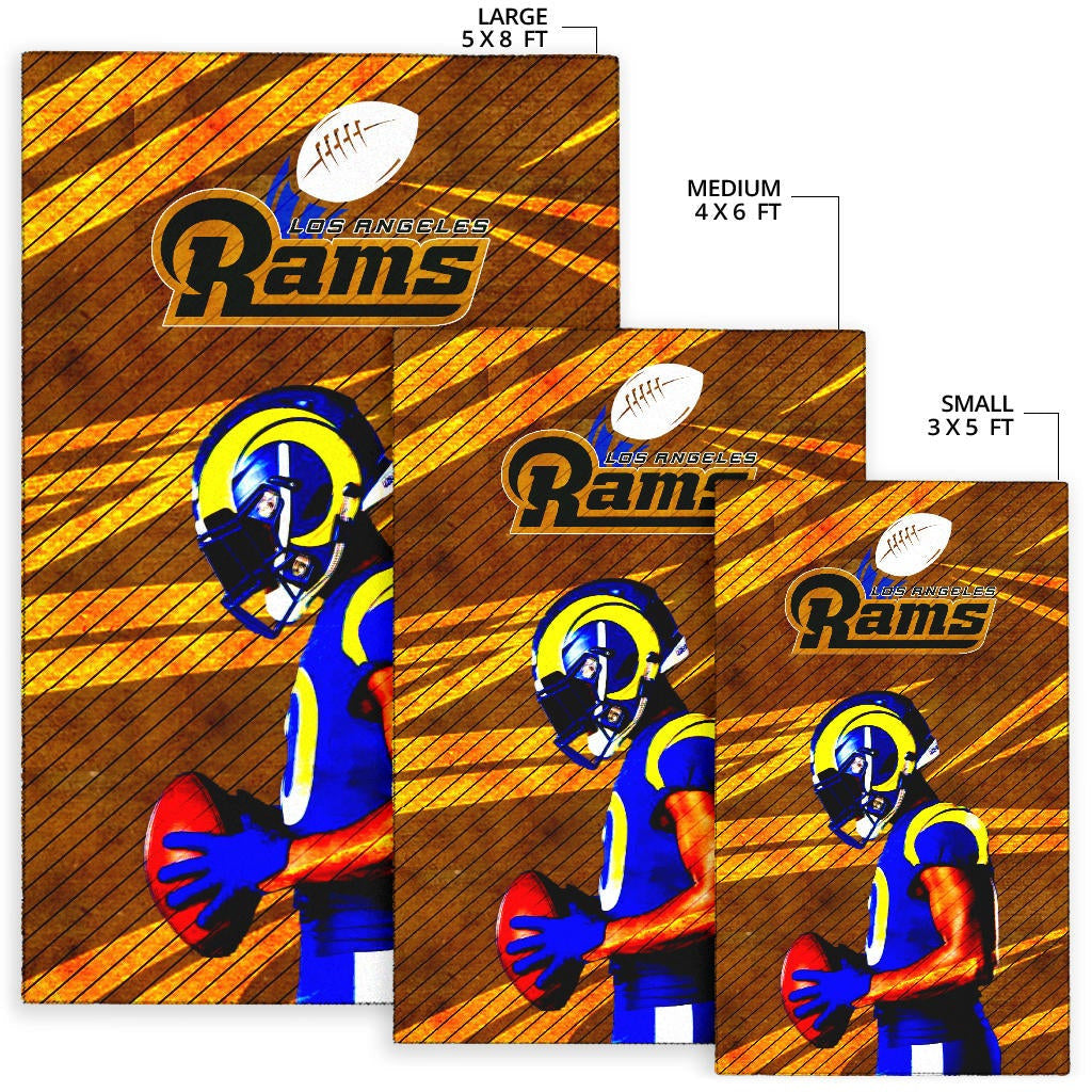 Los Angeles Rams American Football Team Cool Jalen Ramsey 20 With Rugby Ball Area Rug Home Decor