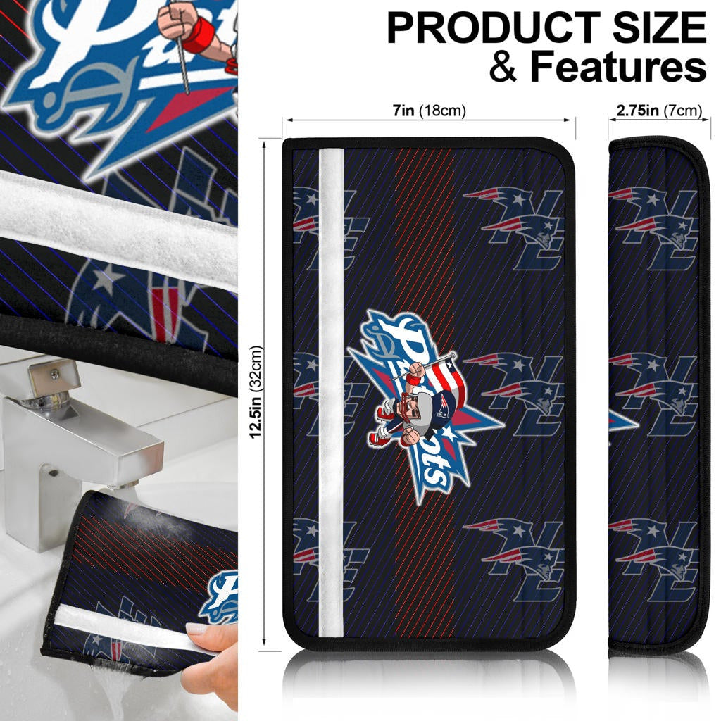 New England Patriots American Football Team Patriots Rusher Holding Flag Go Champion Seat Belt Covers