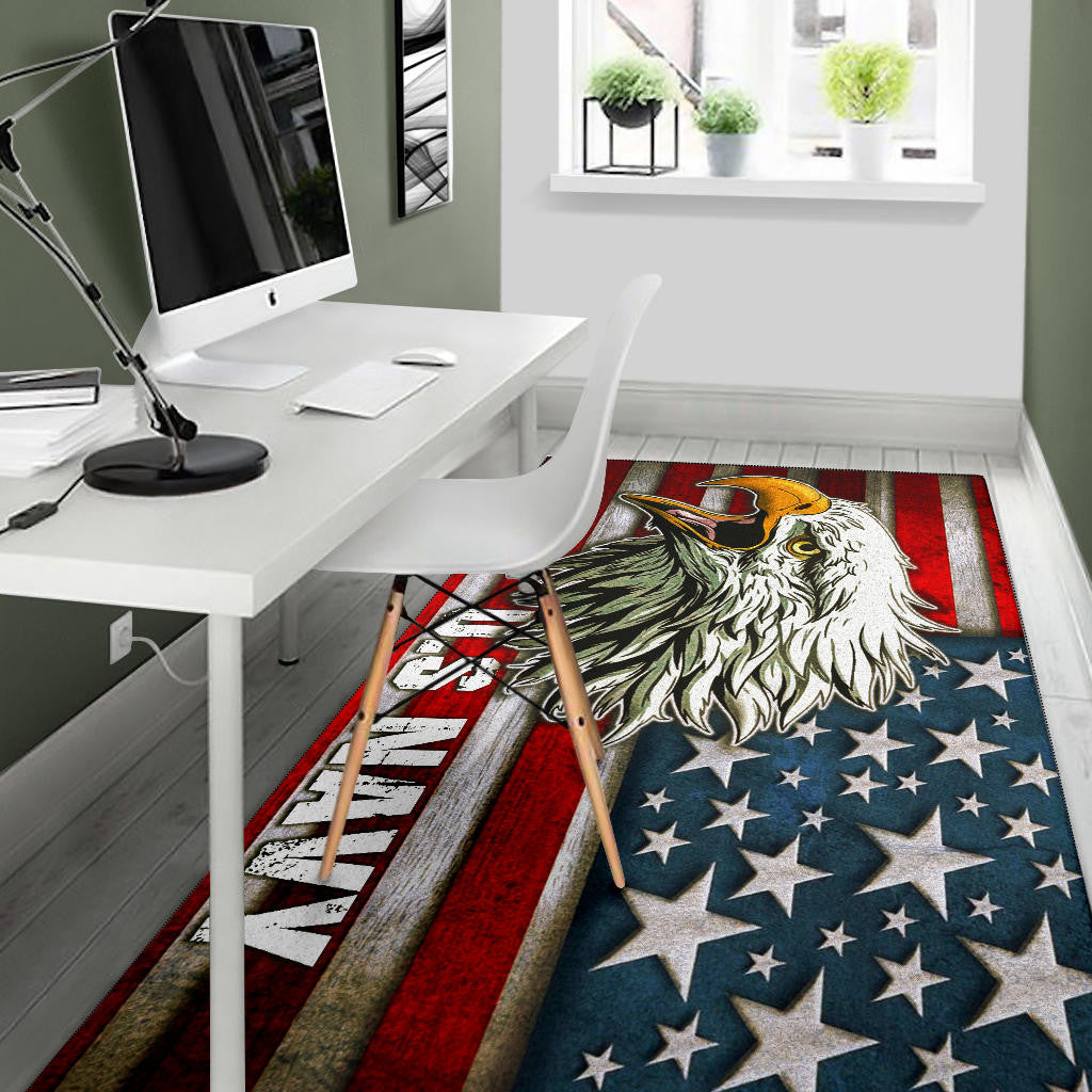 US Independence Day U.S Navy Eagle On American Flag Area Rug Home Decor