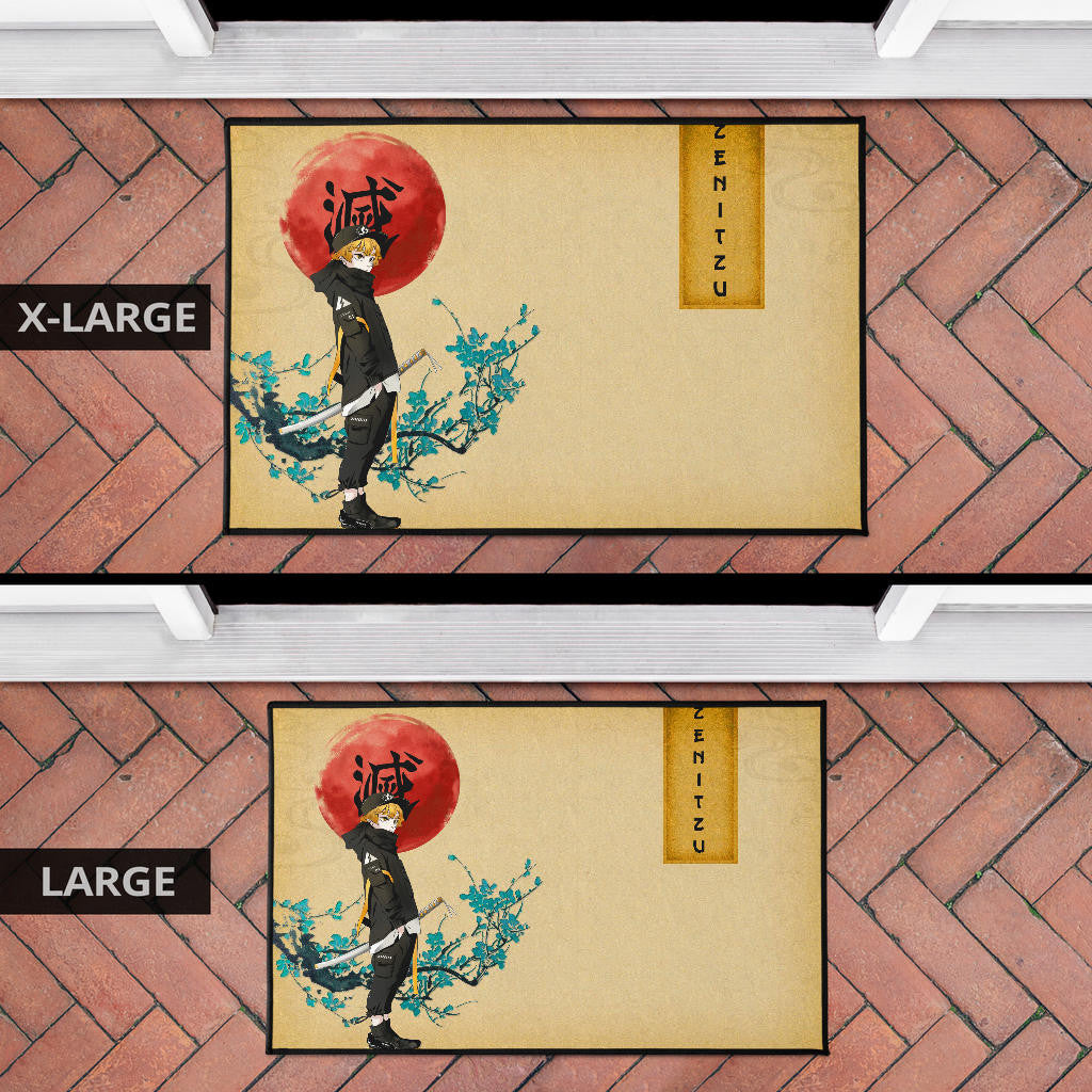 Demon Slayer Zenitsu Wearing Modern Clothes Yellow Theme Door Mat Home Decor