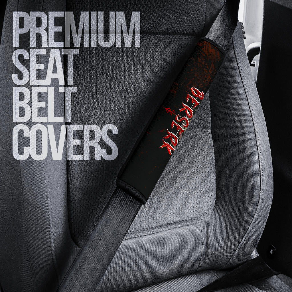 Berserk Anime Guts Blink An Eye Black White Face Seat Belt Covers
