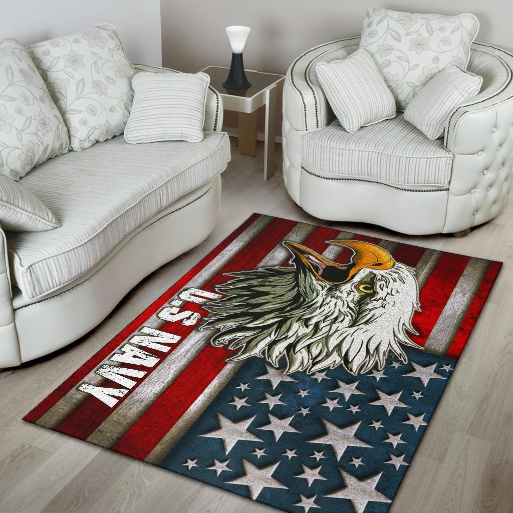US Independence Day U.S Navy Eagle On American Flag Area Rug Home Decor