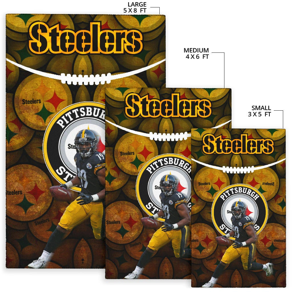 Pittsburgh Steelers American Football Team JuJu Smith-Schuster 19 Steelers Doodle Area Rug Home Decor