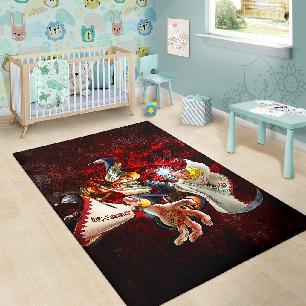 Naruto Anime Naruto Hokage Sharingan Red And Black Theme Area Rug Home Decor