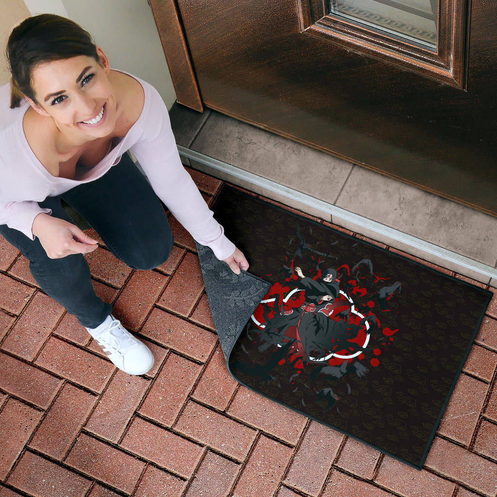 Naruto Anime Itachi Uchiha Power Crow Fading Door Mat Home Decor