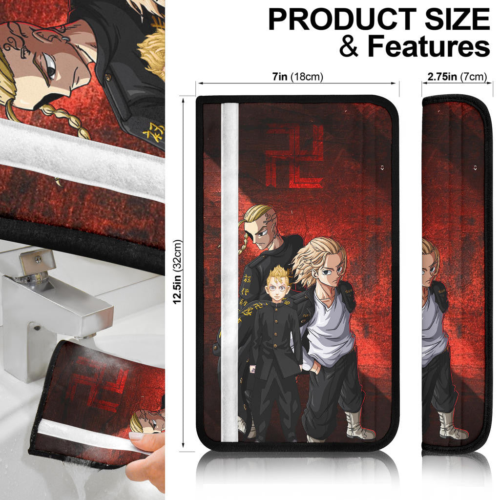 Tokyo Revengers Manga Anime Mikey Ken Takemichi White Silhouette Seat Belt Covers