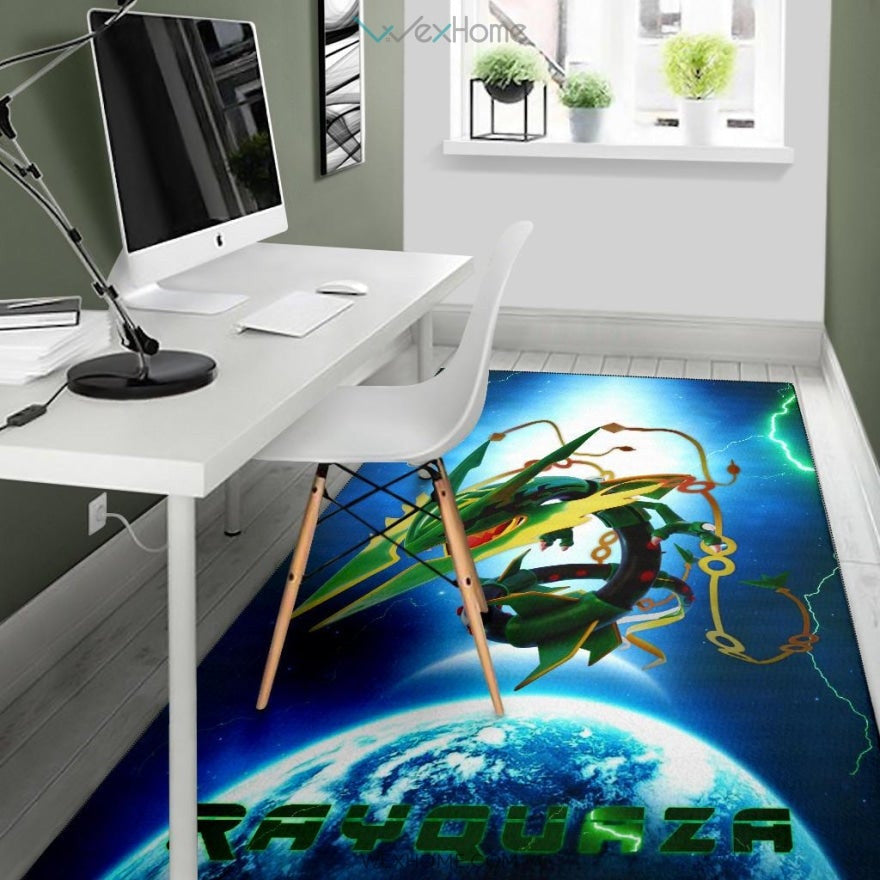 Pokemon Anime Pokemon Rayquaza Ultra Universe Blue Area Rug Home Decor