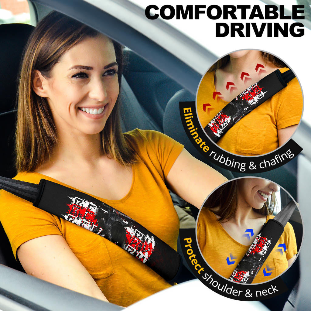 Berserk Anime Guts Wearing Berserker Armor Fighting Red White Text Seat Belt Covers